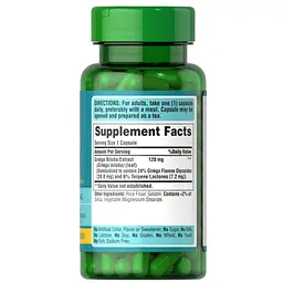 Натуральная добавка Puritan's Pride Ginkgo Biloba 120 mg, 100 капсул - мініатюра 2
