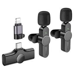 Бездротова мікрофонна система BOROFONE BFK12 Trophy lavalier dual-mic (iP/Type-C) Black (6941991106408)