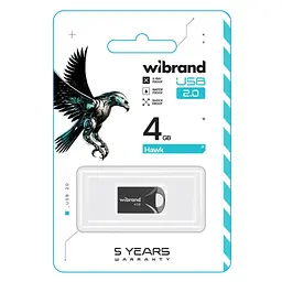 USB флеш накопичувач Wibrand 4GB Hawk Black USB 2.0 (WI2.0/HA4M1B) - мініатюра 2