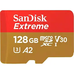 Карта памятi MicroSDXC 128GB UHS-I U3 R190/W90MB/s SanDisk Extreme V30 + SD-адаптер (SDSQXAA-128G-GN6AA) - мініатюра 2
