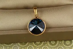 Кулон Xuping Jewelry великий камінь Сваровскі темно-синій хамелеон 1,4 см золотистий