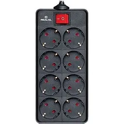 Фільтр-подовжувач мережевий REAL-EL RS-8 Protect 1.8м 8 розеток black