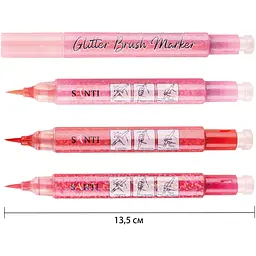 Набір маркерів акварельних Santi Glitter Brush Відтінки червоного 3 шт. (390768) - мініатюра 2