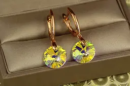 Сережки підвіски Xuping Jewelry Сваровські Балет із жовтими каменями 3,2 см золотисті - мініатюра 2