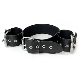 Нашийник з натуральною шкірою Art of Sex - Bondage Collar with Handcuffs - мініатюра 4