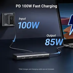 Концентратор Ugreen USB-C to 2xUSB 3.2 + 2xUSB-C 3.2 + 2xHDMI + DP 4K60Hz + PD 100W CM639 gray (35625) - мініатюра 3