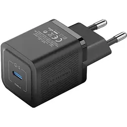 Зарядний пристрій 1xUSB-C 20W GaN + USB-C cable М-М Black Vention (TZ-FEPB0-EU-01)