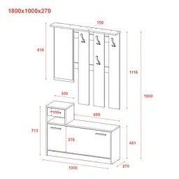 Передпокій Doros Alice Дуб Евок/Кашемір 1 дзеркало 100х25х182.9 (44900360) - мініатюра 7