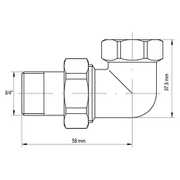 Згін американка Koer 3/4 "кутовий KR.342 KR0143 - мініатюра 4