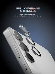 Захисне скло для камери Samsung Galaxy S24 5G (SM-S921), Supreme BI, сірий колір, з рамкою, глянцеве скло для захисту лінз, протиударне, прозоре, з клейовим шаром по контуру, не впливає на якість фото, ArmorStandart (ARM76606) - мініатюра 2