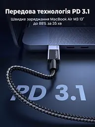 Кабель UGREEN L513 USB-C - USB-C PD 3.1 240 Вт 2 м чорний (45068) - мініатюра 11