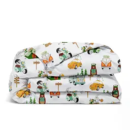 Дитяча постільна білизна в ліжечко FOREST ANIMALS CS5, зелений (AnimalsCamping_Honey110x160_140) - мініатюра 4