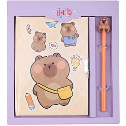 Блокнот ZiBi Capybara 1 Kids Line із замком та ручкою 203х225 мм клітинка 50 аркушів (ZB.700013)