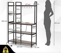 Стелаж Costway Kamel 5-ярусний з 2 розетками в стилі Loft - мініатюра 3