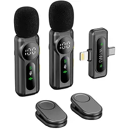 Петличний бездротовий мікрофон WIWU WM007 Dual-mic Lightning/Type-C Black