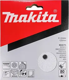 Набір шліфувального паперу Ø125 мм К80 (10 шт) Makita P-33364 - мініатюра 1