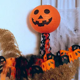 Ліхтар паперовий Yes! Fun Halloween Гарбуз із підвіскою-серпантин 25 см (973647) - мініатюра 3