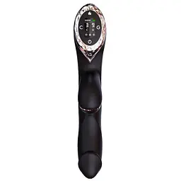 Вакуумний вібратор-кролик з підігрівом KISTOY A-King Pro Black, з LED-екраном - мініатюра 3