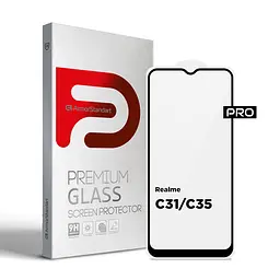 Захисне скло на Realme C35/C31 з олеофобним покриттям, Pro, повне проклеювання, антистатичний і пиловідштовхуючий шар, 9H, самоклеючеся, 2.5D, на весь екран, антистатичний клей, ArmorStandart (ARM61475)
