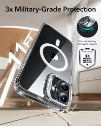 Прозорий чохол із підставкою ESR Classic Hybrid Case with Stash Stand (HaloLock) Clear Black для iPhone 16 (1A7470202) - мініатюра 7