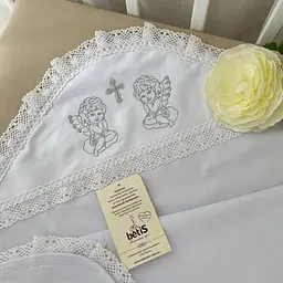 Крижма "Ніжність янголів" велюр, кулір 75*100 см Betis Білий із срібним - мініатюра 2