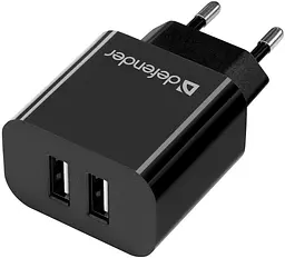Зарядний пристрій 2xUSB 12W 2.1A UPC-21 + кабель microUSB, чорний Defender - мініатюра 4