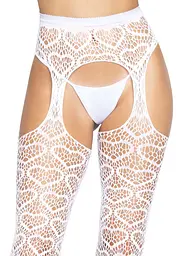 Ажурні колготки із сердечками Leg Avenue Heart White, one size, імітація панчіх - мініатюра 6