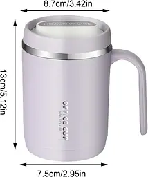 Кухоль office cup 500 мл для кави чаю з вакуумною ізоляцією нержавіюча сталь 304/PP purple grei - мініатюра 8