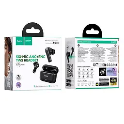 Навушники HOCO Rhyme true wireless six microphones noise reduction BT headset EQ35 BT5.4, ANC/ENC, App, 7/35h - мініатюра 2