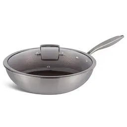 Сковорода-WOK із кришкою Edenberg EB-14108 нержавіюча сталь з тефлоновим покриттям 28x8,5 см