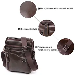 Практична чоловіча сумка Vintage 20824 шкіряна коричнева - мініатюра 6