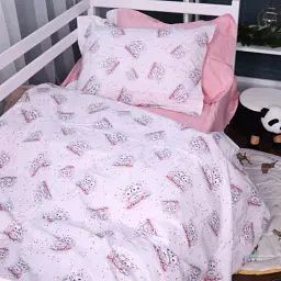 Простирадло MirSon Poplin Line Kids 04 Cats 200x220 см рожеве (2200009714351) - мініатюра 3