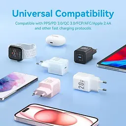 Зарядний пристрій 1xUSB-C 20W GaN + USB-C cable М-М White Vention (TZ-FEPW0-EU-01) - мініатюра 10