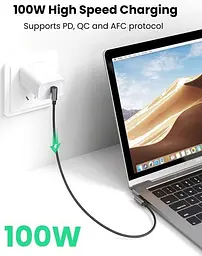 Кабель Ugreen US335 Angled USB Type-C to Angled USB Type-C 100W 5A Cable Aluminium Shell with Braided 2 м Black (70698) - мініатюра 2