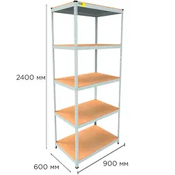 Металевий стелаж Emby Light Series 5 полиць ДСП до 100кг (розмір 2400х900x600) Білий - мініатюра 2