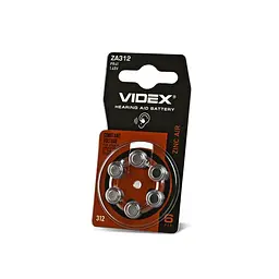 Батарейка повітряно цинкова Videx ZA312 (PR41) BLISTER 6 VIDEX (24218-000)