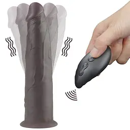 Вібратор LoveToy 9" Dual Layered Platinum Silicone Rotator, 23 см (чорний) - мініатюра 9