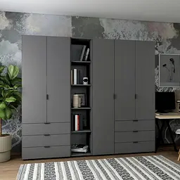 Комплект Doros Гелар з Етажеркою Графіт 2+3 ДСП 231.9х49.5х203.4 (42005057) - мініатюра 1