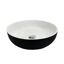Умивальник накладна чаша Adamant Sunline New Black-White glossy d395x130мм 39,5 см