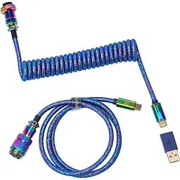 Кабель Keychron Type-A/Type-C Premium Coiled Aviator Cable-Straight Rainbow Palted Blue (CAB6_KEYCHRON) - мініатюра 1