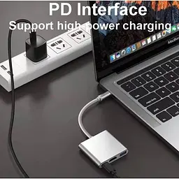 Адаптер перехідник розгалужувач Юсб хаб Type-C 3.1 на HDMI 4K 4в1 USB-концентратор для ноутбука macbook - мініатюра 6