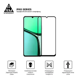Захисне скло на Realme C63 4G/C61 4G з олеофобним покриттям, Pro, повне проклеювання, антистатичний і пиловідштовхуючий шар, 9H, самоклеючеся, 2.5D, на весь екран, антистатичний клей, ArmorStandart (ARM80507) - мініатюра 2