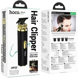 Машинка для стрижки Hoco HP22 чоловіча акумуляторна машинка для стрижки чорна - мініатюра 3