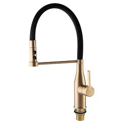 Змішувач для кухні Mixxus Premium Summer 017 Brushed Gold з гнучким виливом MI6964 Золотий - мініатюра 6