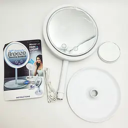 Настільне косметичне дзеркало з LED підсвічуванням та вентилятором Beauty Breeze Mirror білий - мініатюра 9