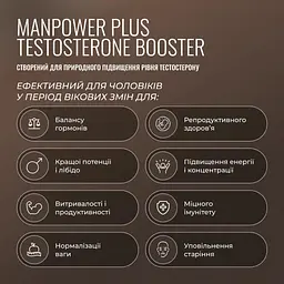 Тестостерон бустер Nano Pure Labs Bioavailable mineral complex MANPOWER PLUS TESTOSTERONE BOOSTER 4 x 100 мл - мініатюра 2