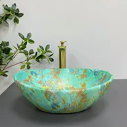 Умивальник VBI Parma marble green matt накладний VBI-011003, Цветной - мініатюра 3