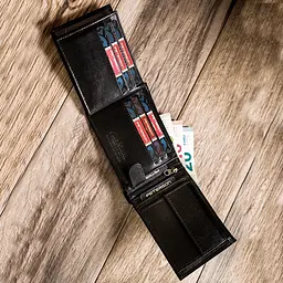 Портмоне чоловіче шкіряне Peterson 304T Black з вантажівкою чорне в коробці - мініатюра 8