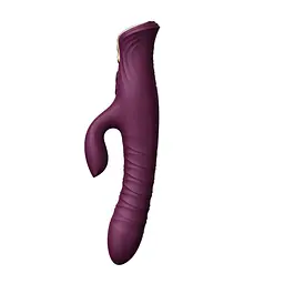 Пульсатор-кролик з вібрацією Zalo Mose Velvet Purple, нагрівання до 42°, кристал Swarovski - мініатюра 3