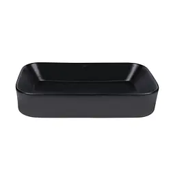 Умивальник Qtap Scorpio накладний прямокутний 550x390x120 мм Black matt + донний клапан PU03, Чорний матовий - мініатюра 3